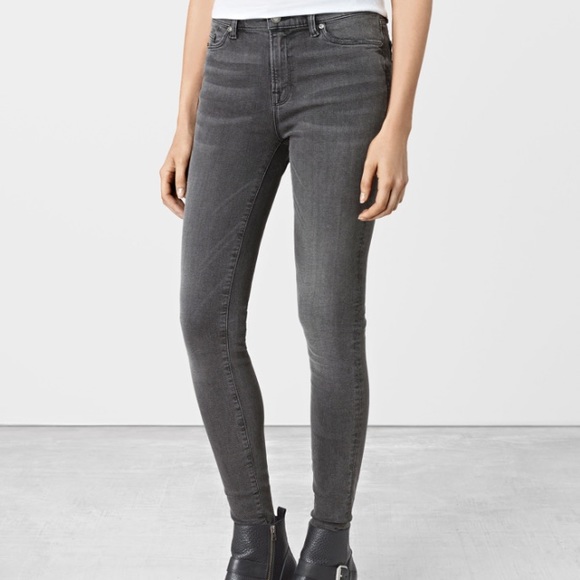 All Saints Grace Gray Wash Skinny Jeans 